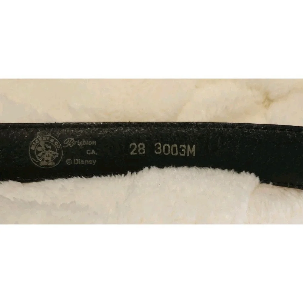 Vintage Brighton Disney Mickey & Co Black Leather Belt Train Buckle Sz 28 3003M